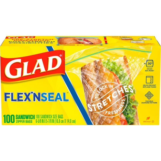 Glad Flex’n Seal Sandwich Bags 100 Bags 4 Count