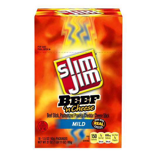 Slim Jim Beef ‘n Cheese Mild 1.5oz 18 Count