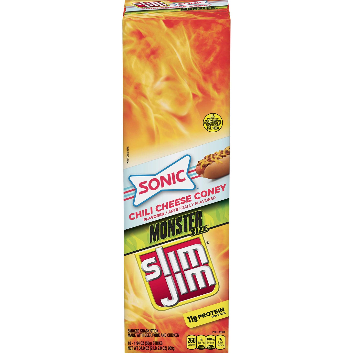 Slim Jim Monster Sonic Chili Cheese Coney 1.94oz 18 Count