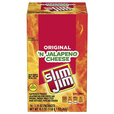 Slim Jim Original ‘n Jalapeno Cheese 1.15oz 14 Count