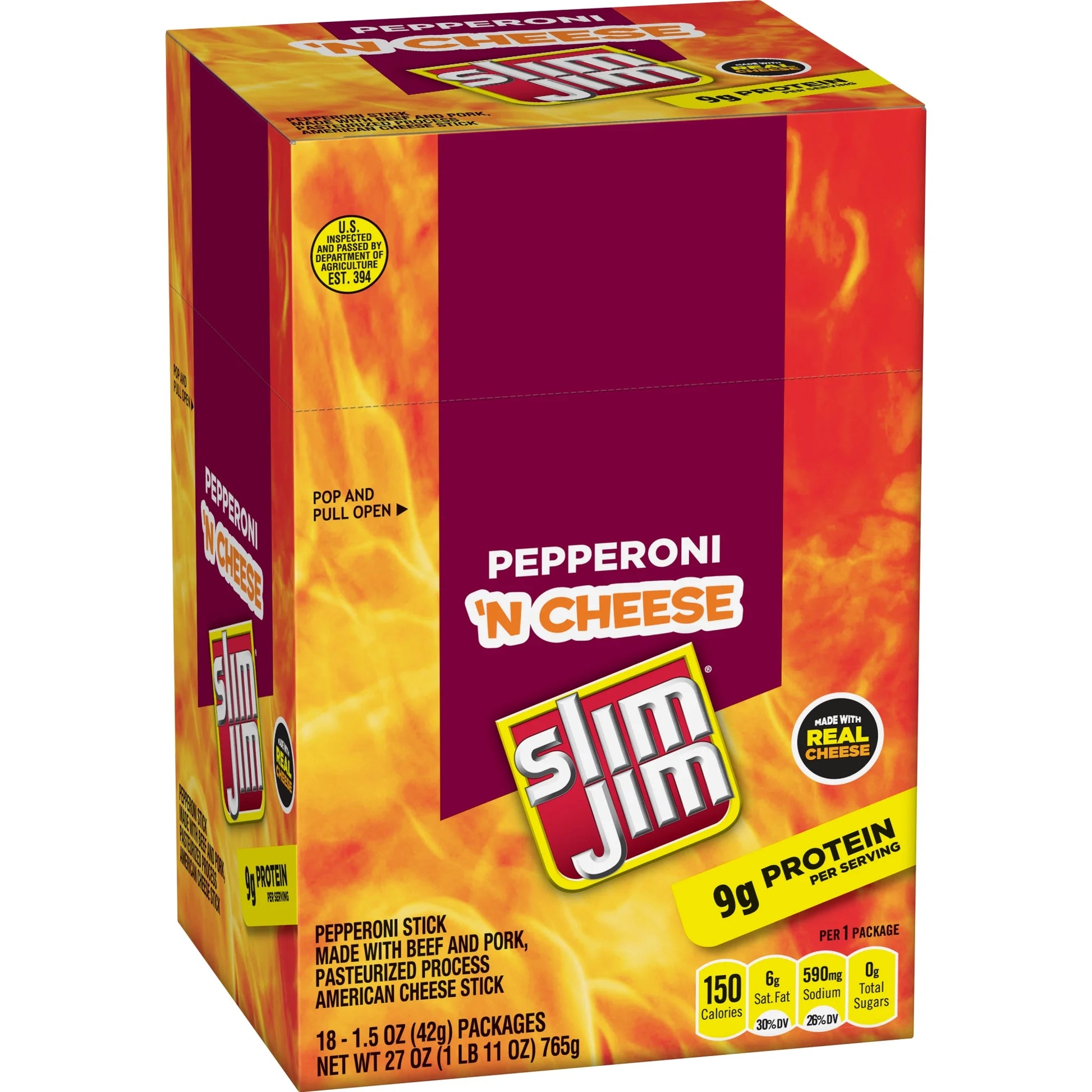 Slim Jim Pepperoni ‘n Cheese 1.5oz 18 Count