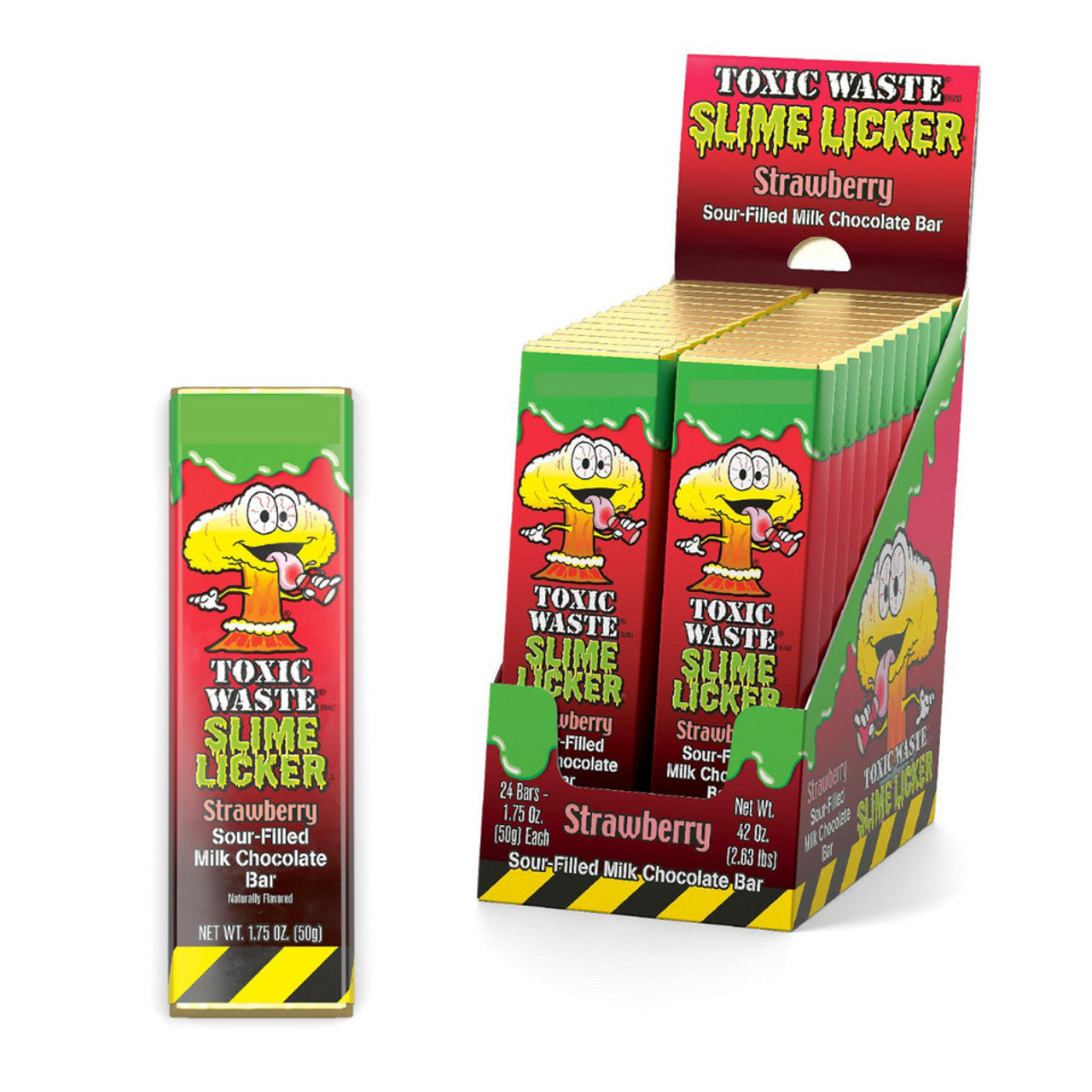 Toxic Waste Slime Licker Strawberry Chocolate Bar 1.75oz 24 Count
