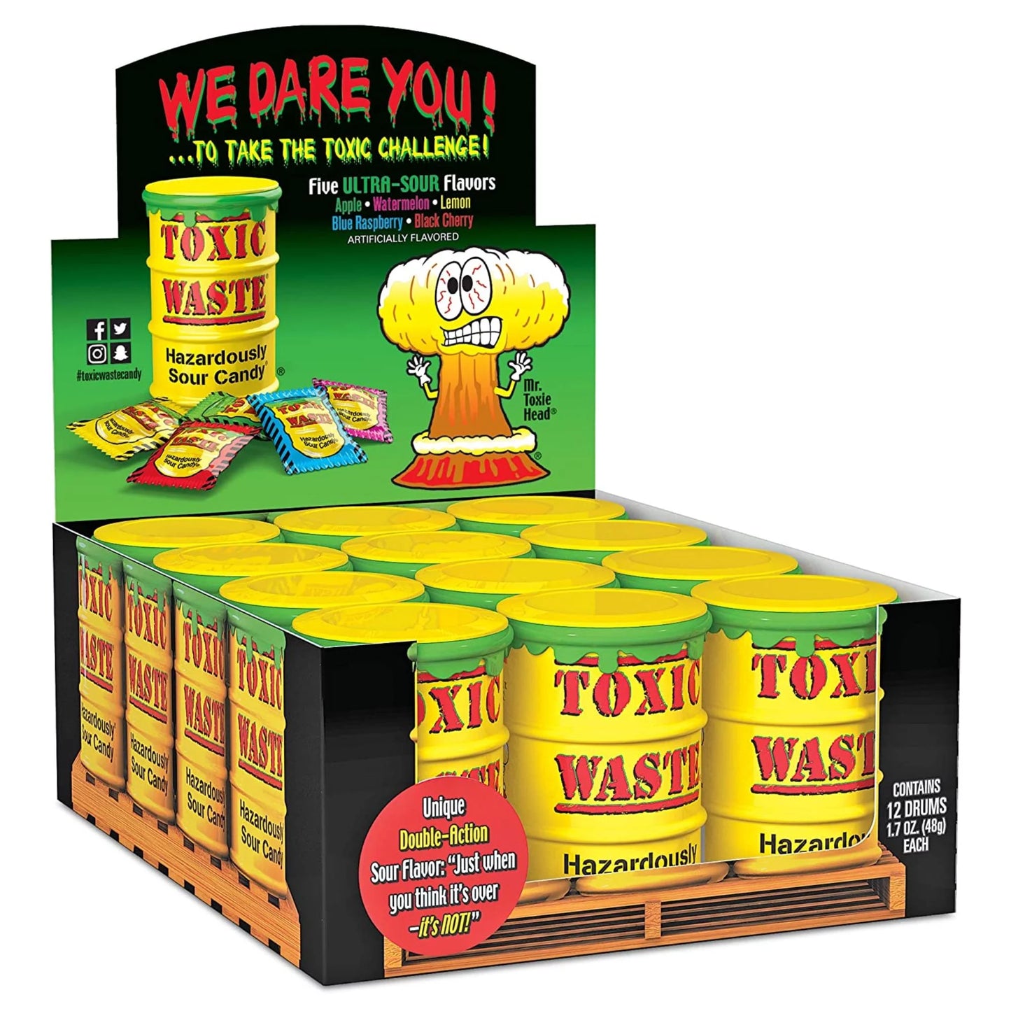 Toxic Waste Sour Candy 1.7oz 12 Count