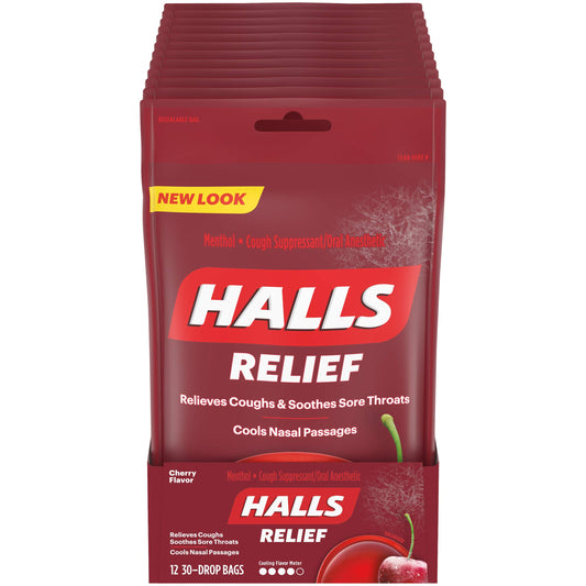 Halls Relief Cherry 30 Drops 12 Count