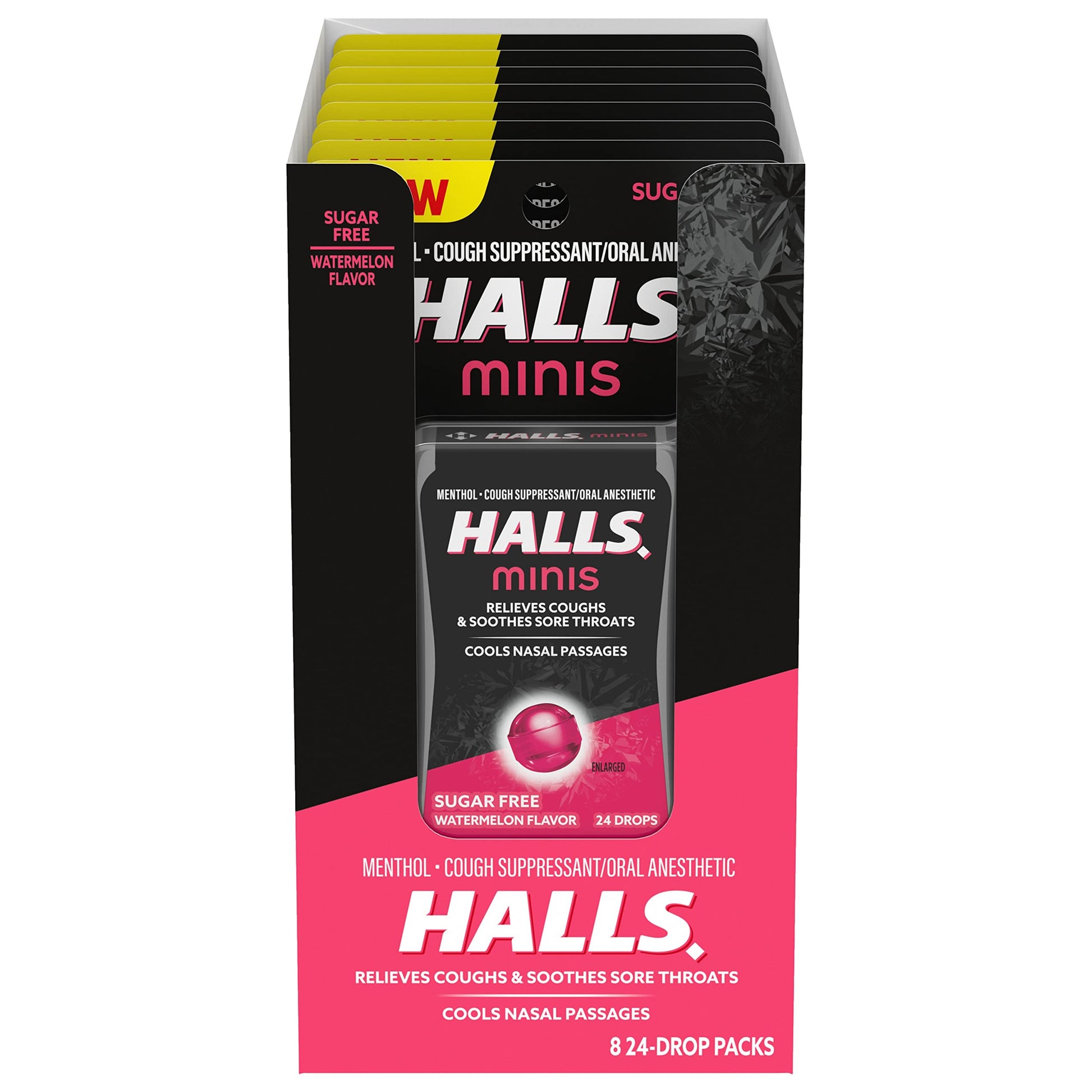 Halls Minis Sugar Free Watermelon 24 Drops 8 Count