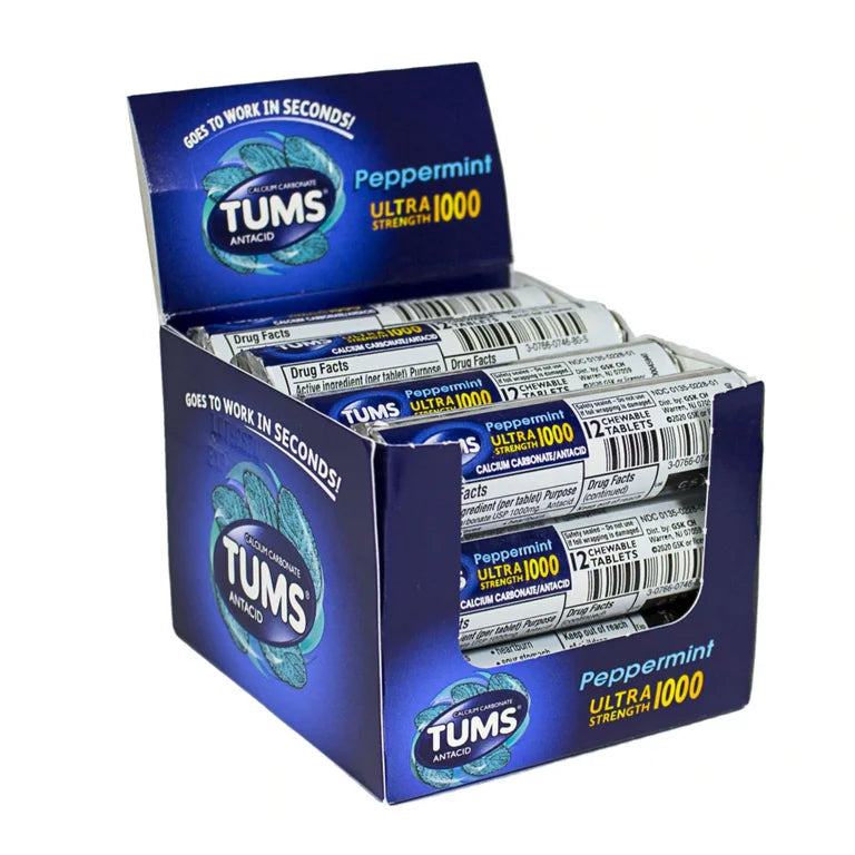 Tums Ultra Strength Peppermint 8 Tablets 12 Count