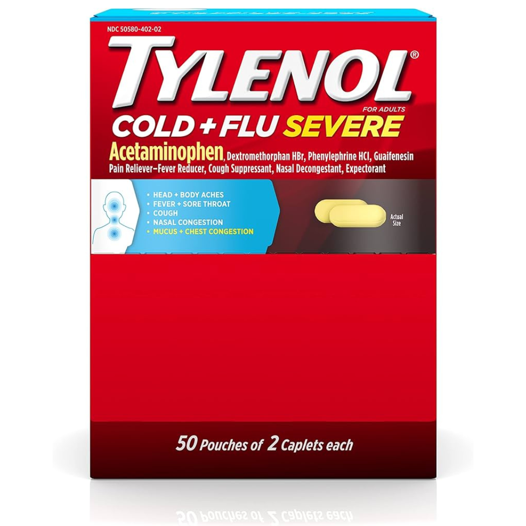Tylenol Cold + Flu Severe 2 Capsules 50 Count