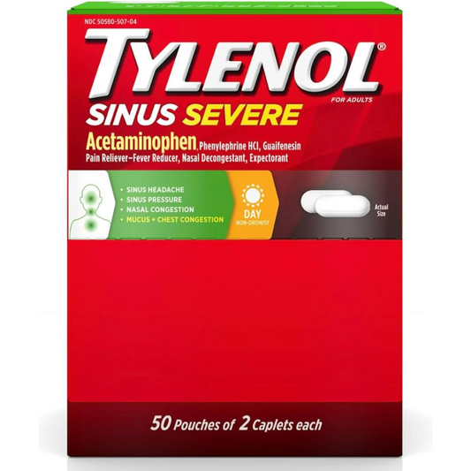 Tylenol Sinus Severe 2 Capsules 50 Count