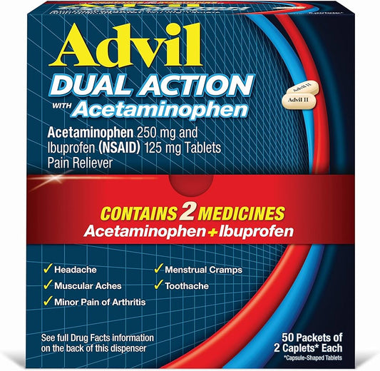 Advil Dual Action 2 Tablets 50 Count