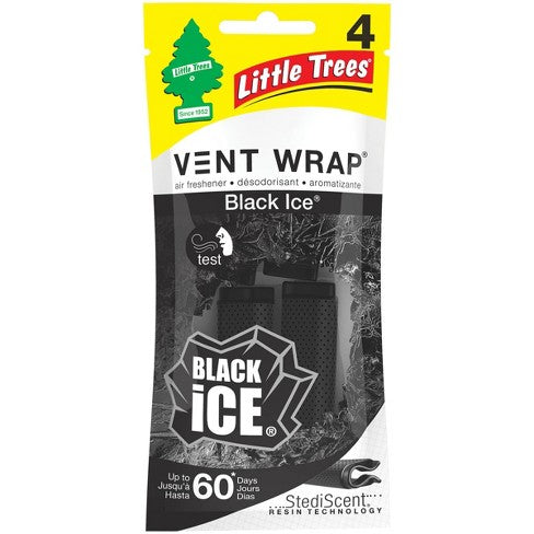 Little Trees Vent Wrap Black Ice 4 Count