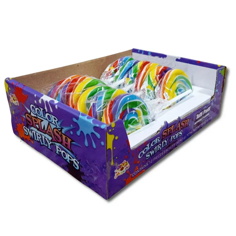 Color Splash Swirly Pops Tutti Frutti Rainbow 1.5oz 12 Count