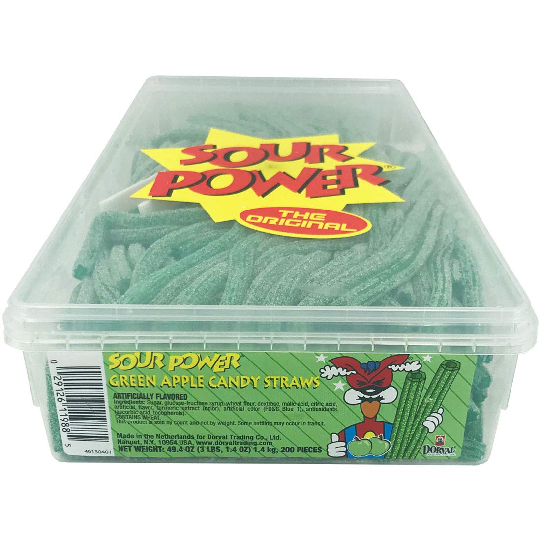 Sour Power Straws Green Apple 49.4oz 200 Count