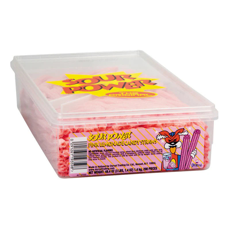 Sour Power Straws Pink Lemonade 49.4oz 200 Count