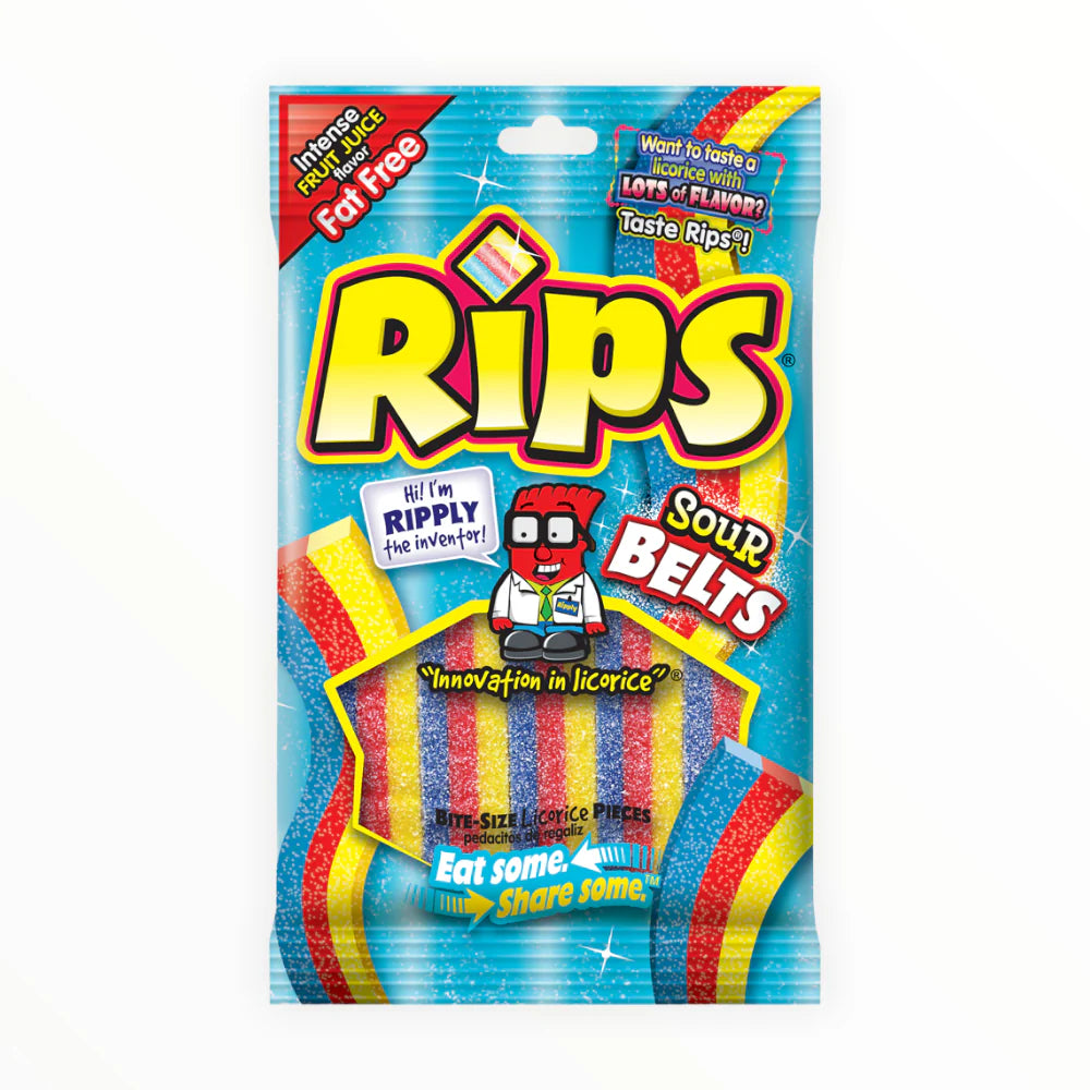 Rips Bite-Size Sour Belts 3.5oz 12 Count