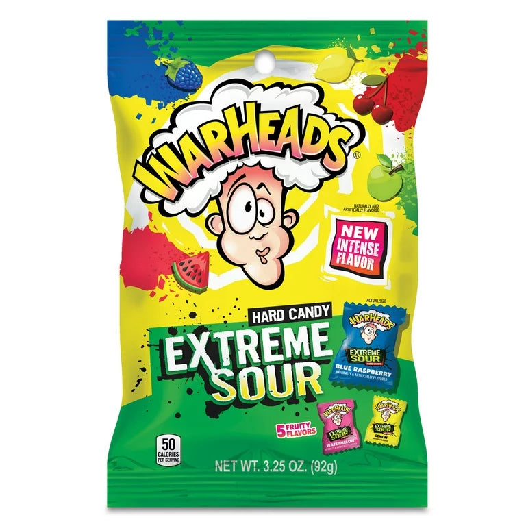 Warheads Hard Candy Extreme Sour 3.25oz 12 Count