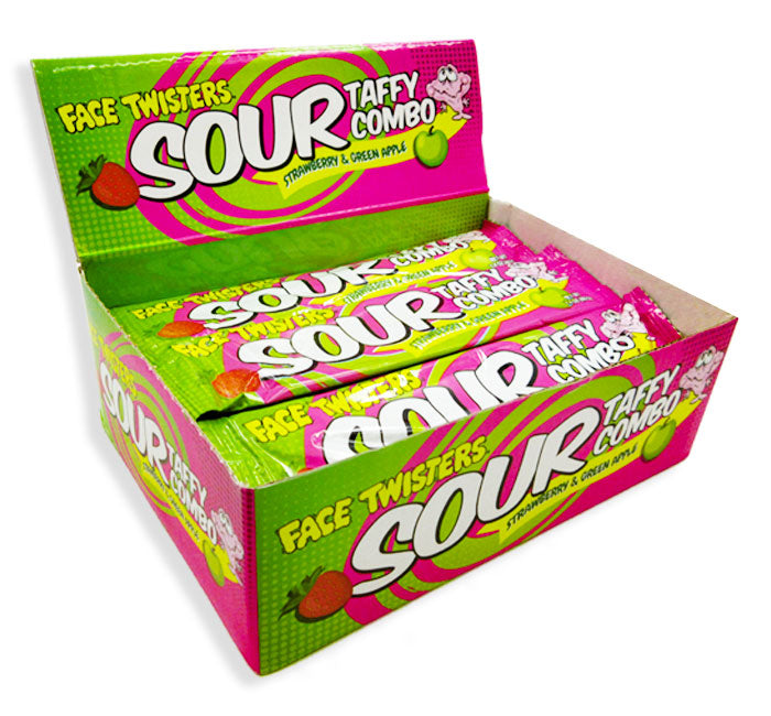 Face Twisters Sour Taffy Combo Strawberry & Green Apple 1.4oz 24 Count