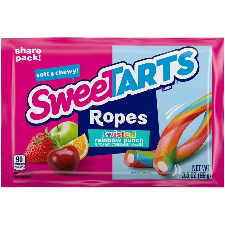 Sweetarts Ropes Twisted Rainbow Punch 3.5oz 12 Count