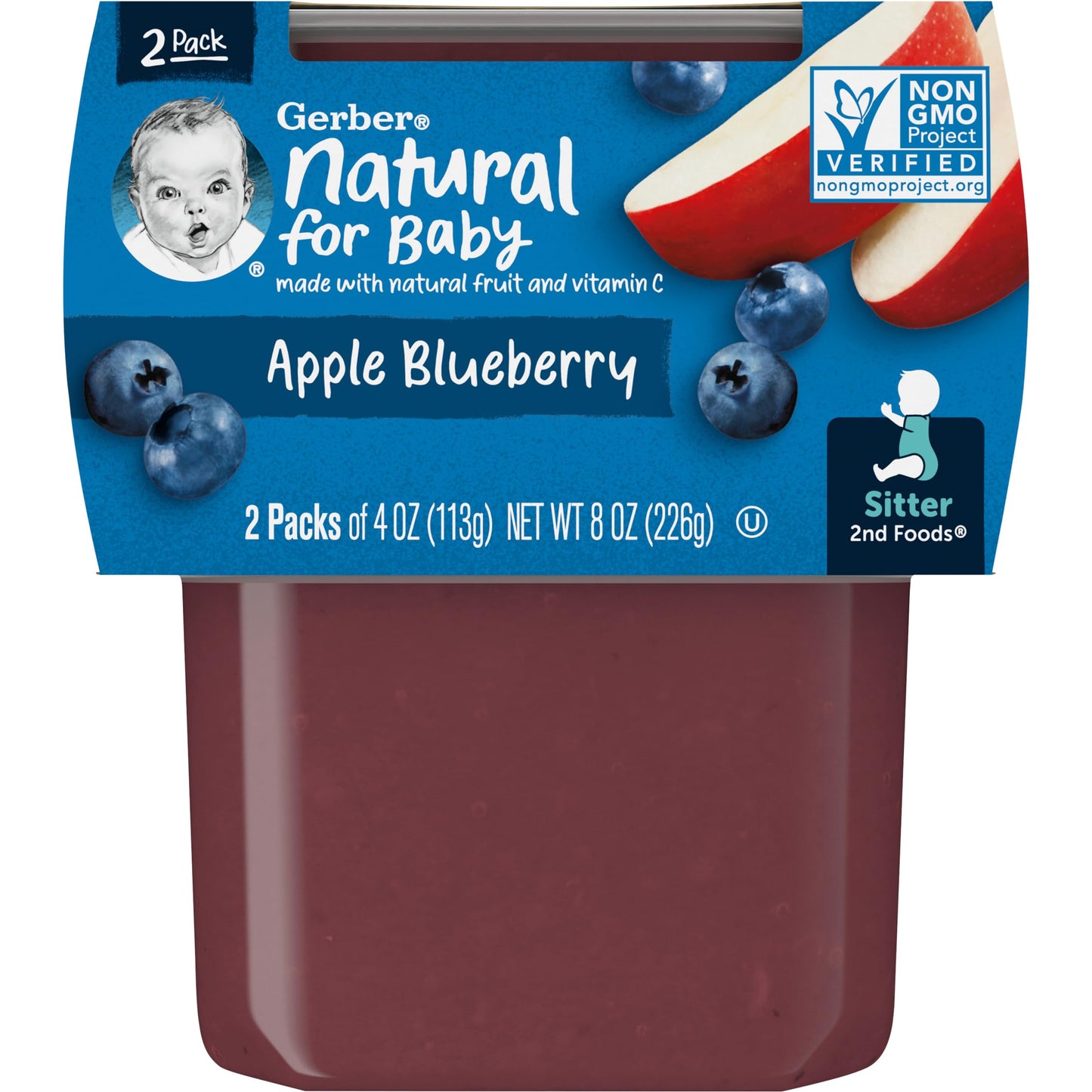 Gerber Apple Blueberry 4oz 2 Count