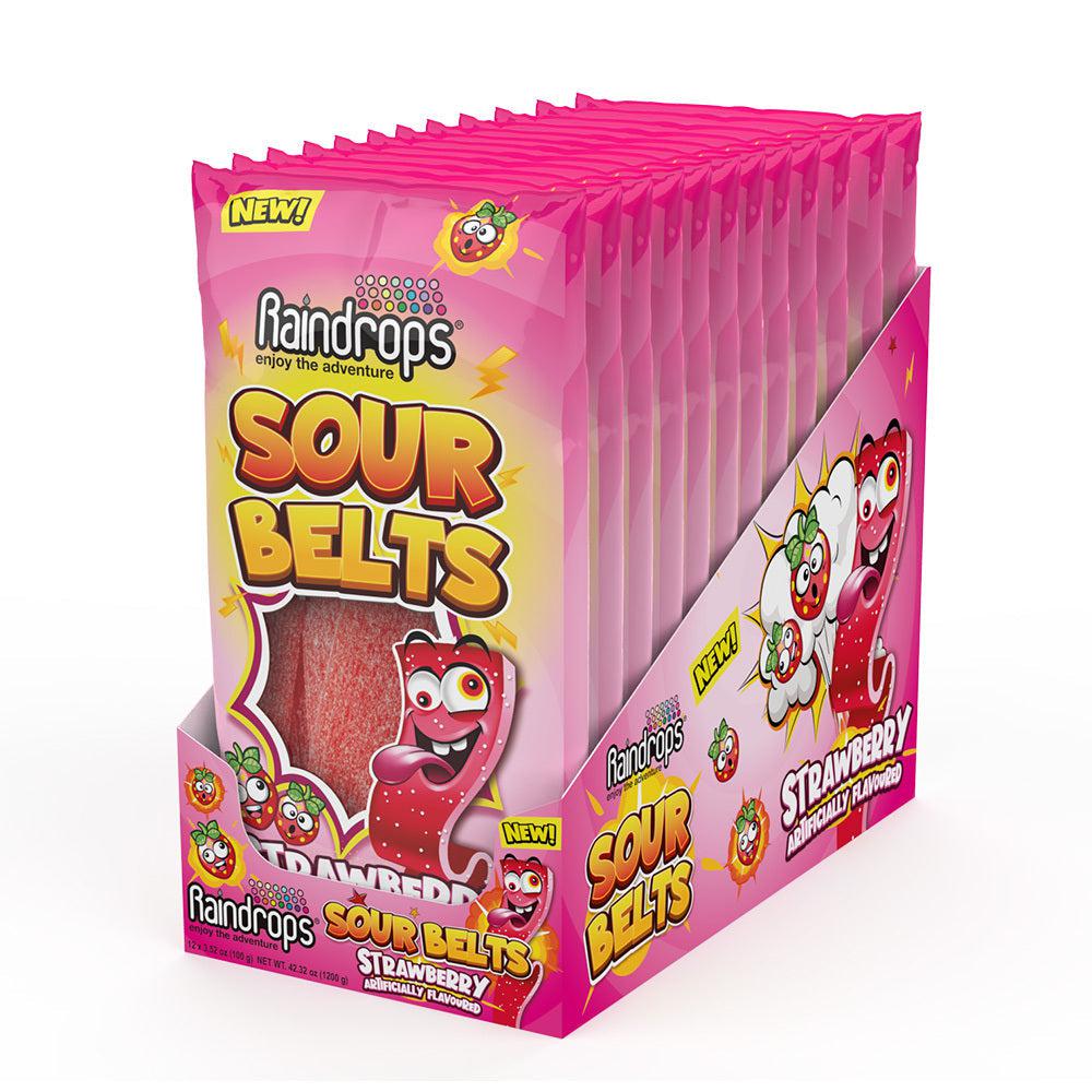 Raindrops Sour Belts Strawberry 3.52oz 12 Count